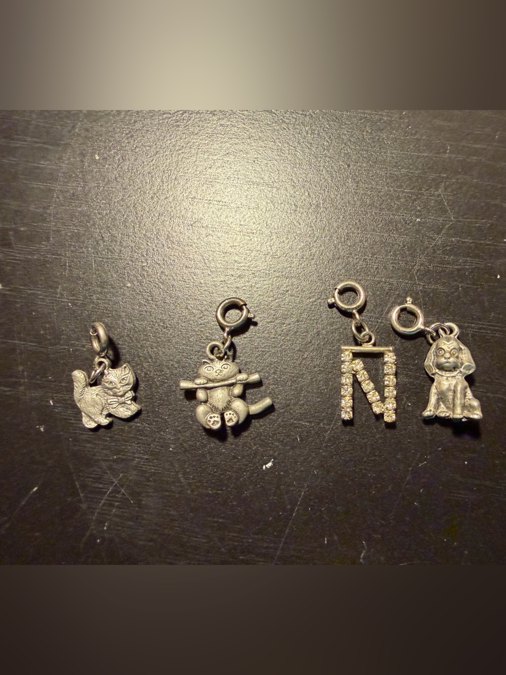 Silver Kids Charm Set with Alphabet and Animals - N Letter